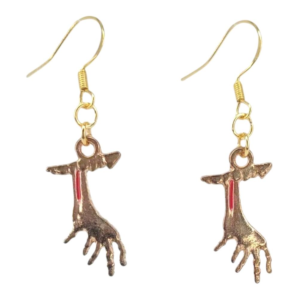 Zombie Hand Earrings 🩸 Spooky Halloween Jewelry Gold Tone